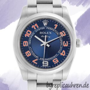 Rolex Air-king Herren 36mm 114200BLAO Austernarmband Silberton