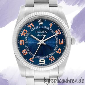 Rolex Air-king 36mm 114234BLAO Herren Blaues Zifferblatt Silberton