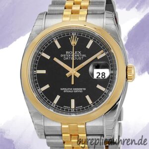 Rolex Datejust 36mm 116203BKSJ Herren Schwarzes Zifferblatt Silberton