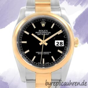Rolex Datejust 36mm Herren 116203BKSO Schwarzes Zifferblatt Silberton