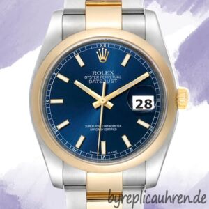 Rolex Datejust Herren 36mm 116203SDO Blaues Zifferblatt Silberton