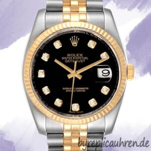 Rolex Datejust Herren 116233BKDJ 36mm Automatisch Silberton
