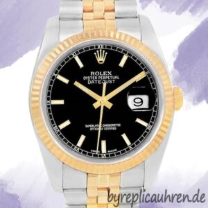 Rolex Datejust Herren 36mm 116233BKSJ Schwarzes Zifferblatt Armband