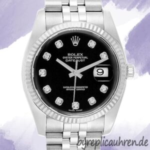 Rolex Datejust 116234BKDJ Herren 36mm Automatisch Schwarzes Zifferblatt