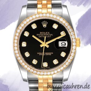 Rolex Datejust Herren 116243BKDJ 36mm Diamond Bezel Silberton