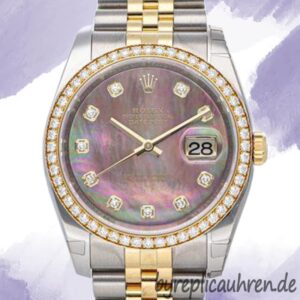 Rolex Datejust Herren 116243BKMDJ 36mm Diamond Bezel Silberton
