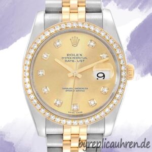 Rolex Datejust 36mm 116243CDJ Herren Diamond Bezel Champagnerfarbenes Zifferblatt