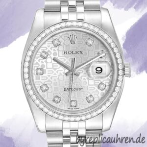 Rolex Datejust 36mm Herren 116244SJDJ Diamond Bezel Silberton