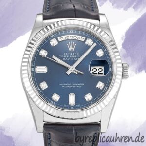 Rolex Day-Date 118139 36mm Herren Silberton Blaues Zifferblatt