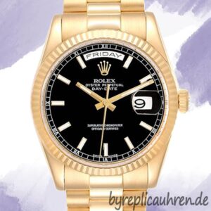 Rolex Day-Date 36mm Herren 118238BKSP Schwarzes Zifferblatt Automatisch
