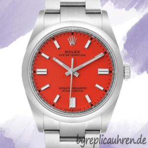 Rolex Oyster Perpetual m124300-0007 Unisex 41mm Stainless Steel Korallenrotes Zifferblatt
