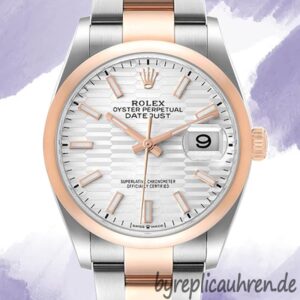 Rolex Datejust m126201-0034 Herren 36mm Silbernes geriffeltes Zifferblatt Silberton