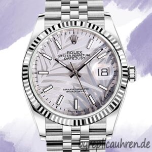 Rolex Datejust Herren 41mm 126234 Jubiläumsarmband Silbernes Zifferblatt mit Palmenmotiv
