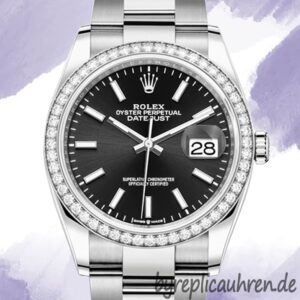 Rolex Datejust m126284rbr-0008 36mm Damen Schwarzes Zifferblatt Diamond Bezel