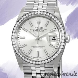 Rolex Datejust m126284rbr-0005 Damen 36mm Diamond Bezel Silbernes Zifferblatt