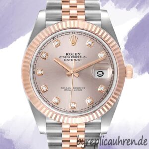 Rolex Datejust 41mm m126331-0008 Herren Stainless Steel Rosa Zifferblatt