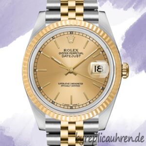 Rolex Datejust 16233CSJ 36mm Herren Silberton Goldenes Zifferblatt