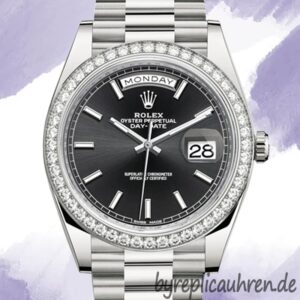 Rolex Day-Date 228349BKSP 40mm Herren Schwarzes Zifferblatt Jubiläumsarmband