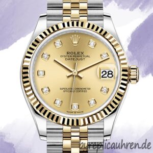 Rolex Datejust m278273-0026 Damen 31mm Champagnerfarbenes Zifferblatt Silberton