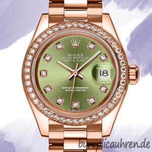 Rolex Datejust m279135rbr-0014 28mm Damen Diamond Bezel Grünes Zifferblatt