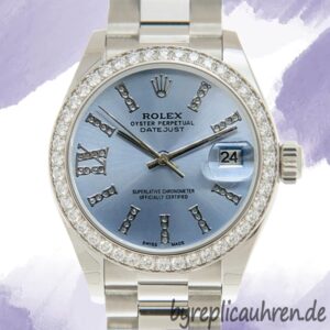 Rolex Datejust 279136 28mm Damen Blaues Zifferblatt Silberton