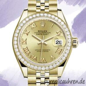Rolex Datejust 28mm m279138rbr-0022 Damen Goldton Champagnerfarbenes Zifferblatt