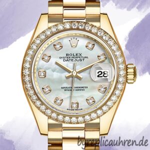 Rolex Datejust 28mm Damen m279138rbr-0015 Präsidentenarmband/Jubiläumsarmband Goldton