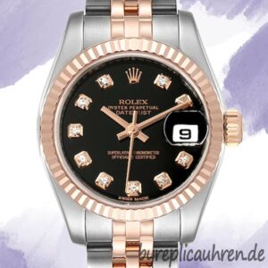 Rolex Datejust 279171 28mm Damen Schwarzes Zifferblatt Silberton