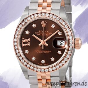 Rolex Datejust 28mm Damen m279381rbr-0003 Silberton Diamond Bezel