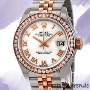 Rolex Datejust Damen 28mm m279381rbr-0021 Diamond Bezel Weißes Zifferblatt