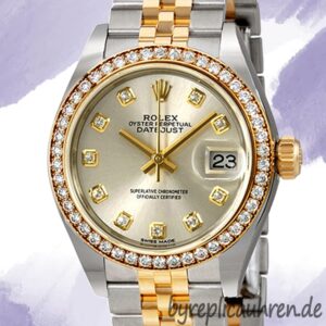 Rolex Datejust m279383rbr-0007 28mm Damen Diamond Bezel Silberton