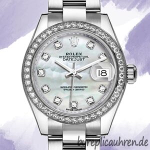 Rolex Datejust 28mm Damen m279384rbr-0012 Silberton Diamond Bezel