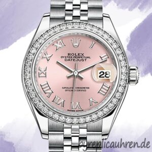 Rolex Datejust m279384rbr-0005 Damen 28mm Rosa Zifferblatt Diamond Bezel