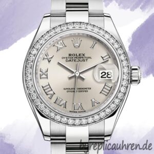 Rolex Datejust 28mm Damen m279384rbr-0010 Silbernes Zifferblatt