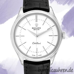 Rolex Cellini m50509-0016 Herren 39mm Lederriemen Stainless Steel
