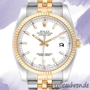 Rolex Datejust 36mm Herren 116233 Weißes Zifferblatt Silberton