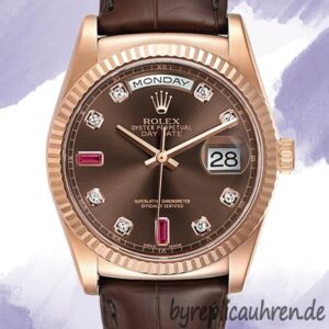 Rolex Day-Date 36mm 118135-0022 Herren Lederriemen Roségoldfarben