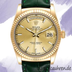 Rolex Day-Date m118138-0125 Herren 36mm Lederriemen Goldton