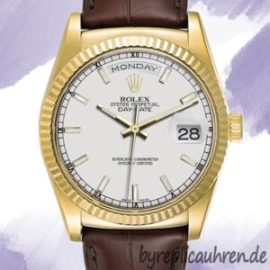 Rolex Day-Date m118138-0147 36mm Herren Stainless Steel Weißes Zifferblatt