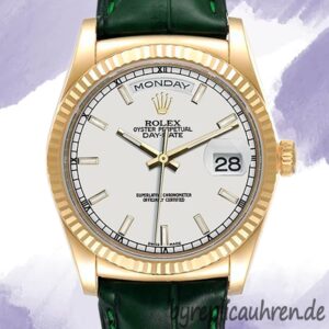Rolex Day-Date m118138-0123 36mm Herren Lederriemen Stainless Steel