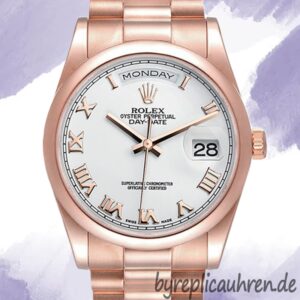 Rolex Day-Date 36mm Herren 118205 Präsident-Armband/Oyster-Armband Weißes Zifferblatt