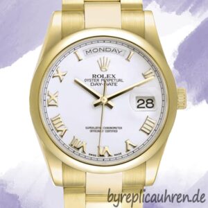 Rolex Day-Date 118208-73208 Herren 36mm Weißes Zifferblatt Automatisch