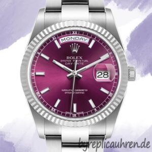 Rolex Day-Date 36mm m118239-0304 Herren Kirschfarbenes Zifferblatt Silberton