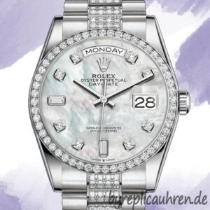 Rolex Day-Date 36mm Herren 118346 Diamond Bezel Zifferblatt aus Perlmutt