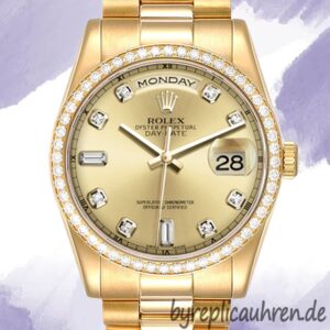 Rolex Day-Date 36mm Herren m118348-0042 Champagnerfarbenes Zifferblatt Oyster-Armband/Präsidenten-Armband
