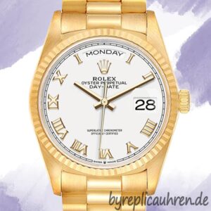 Rolex Day-Date 128238 Herren 36mm Weißes Zifferblatt Goldton