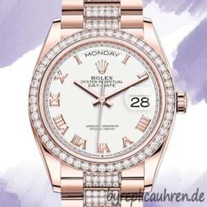 Rolex Day-Date m128345rbr-0055 36mm Herren Weißes Zifferblatt