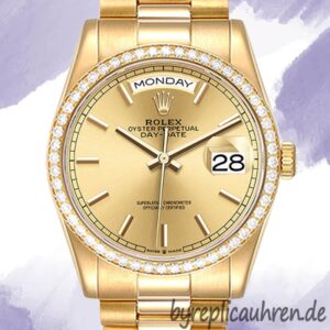 Rolex Day-Date Herren m128348rbr-0026 36mm Goldton Champagnerfarbenes Zifferblatt