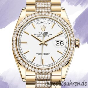 Rolex Day-Date m128348rbr-0048 Herren 36mm Präsidentenarmband Weißes Zifferblatt