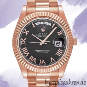 Rolex Day-Date 218235 Herren 41mm Präsidentenarmband Schwarzes Zifferblatt